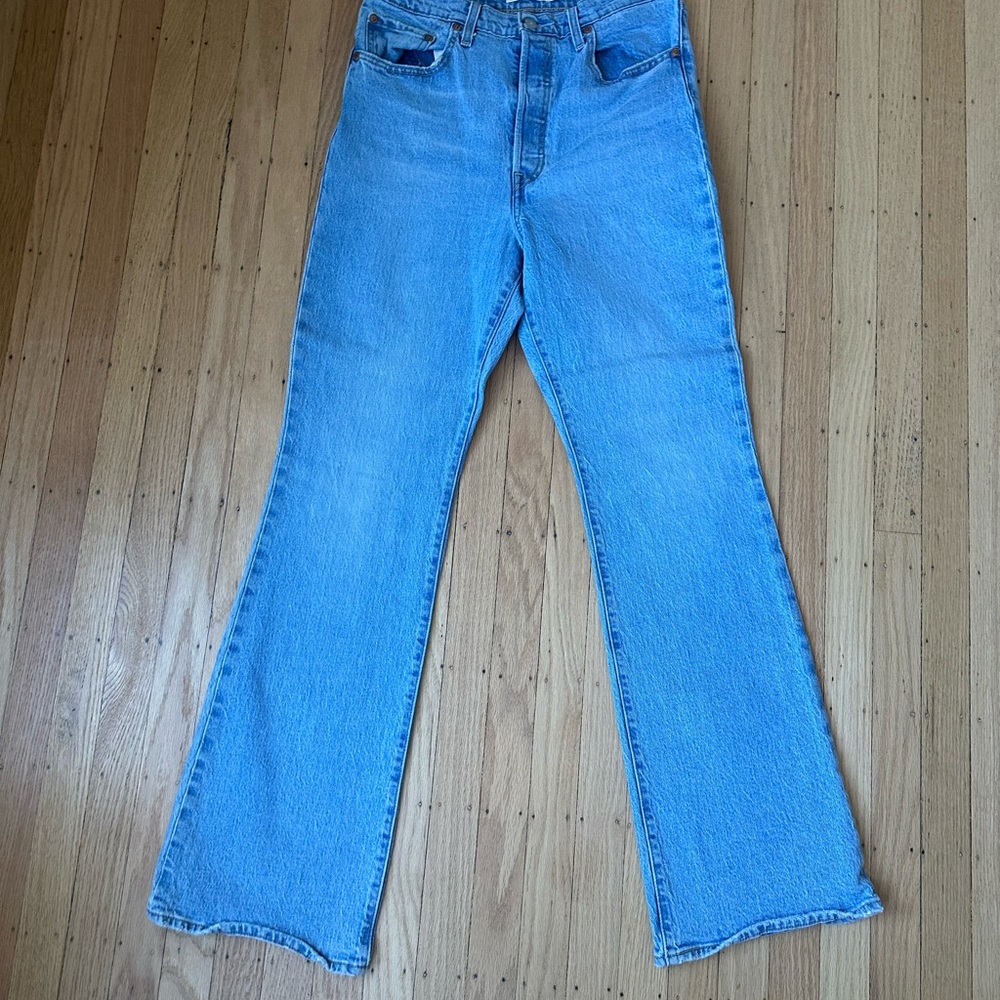 Levi's Blue Boot Cut Jeans with Vintage-Inspired Style